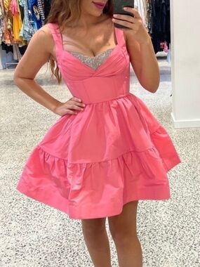 Rebecca Vallance Brydie Crystal Embellished Taffeta Mini Dress Bubblegum